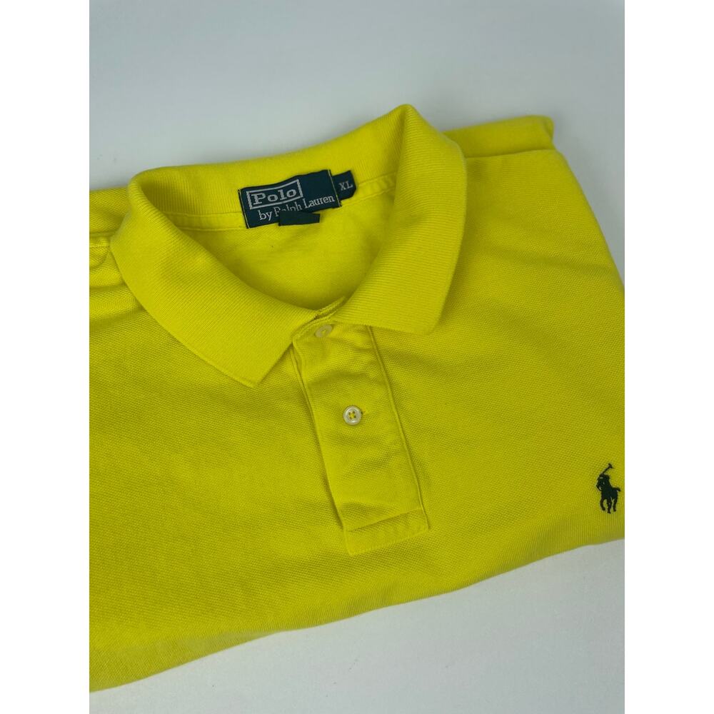 VNTG 1980’s Polo by Ralph Lauren USA Polo Shirt Men’s XL Canary Yellow Blk Pony